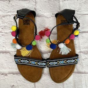 MUK LUKS Women’s 10 Shoes Colorful Tassel Strappy Open Toe Sandals
